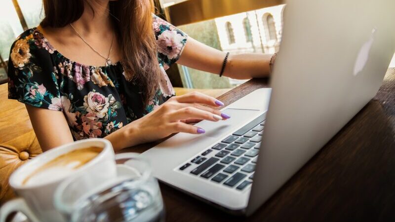 woman, laptop, desk